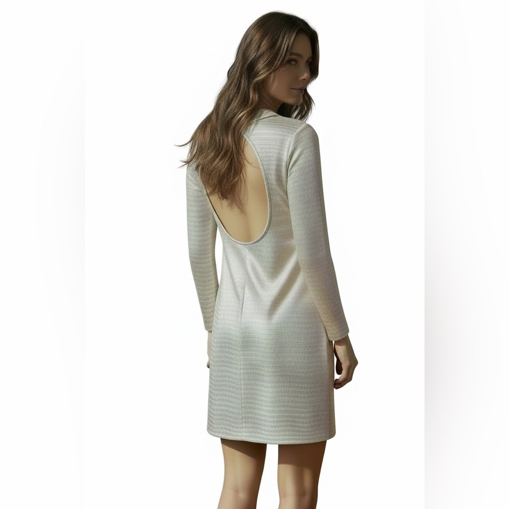Cream Sheen Dress Open Back Design